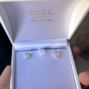 Heart shaped opal and gold earrings